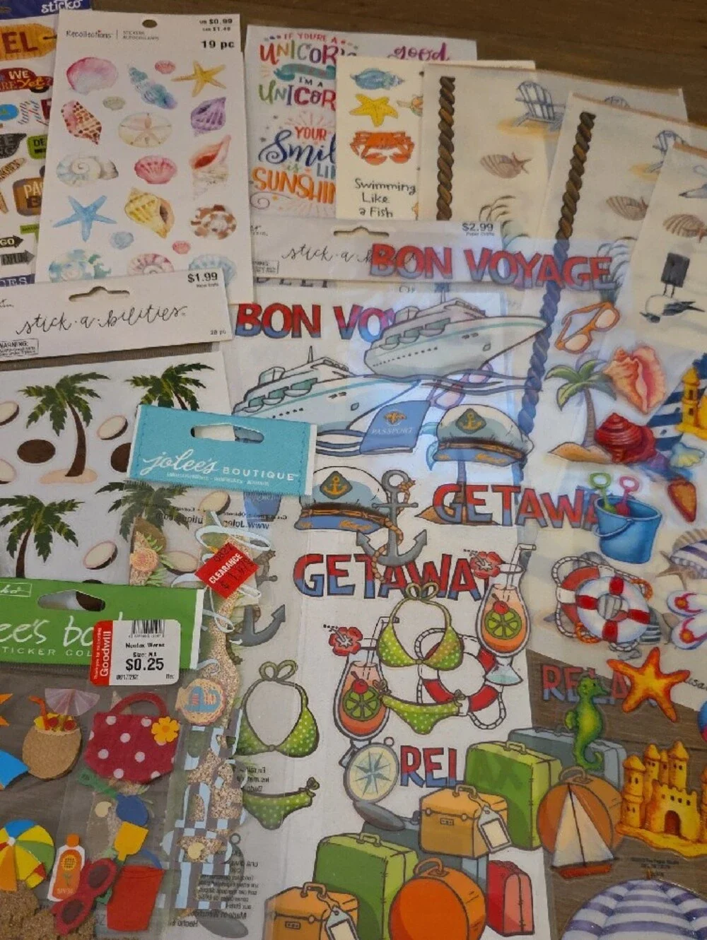 Assorted Summer/ Beach/ Vacation Stickers - 23 Packs. Scrapbooking/ Craft NEW